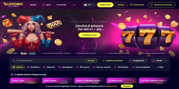 Slotoro Casino zaslon na mobilnem telefonu